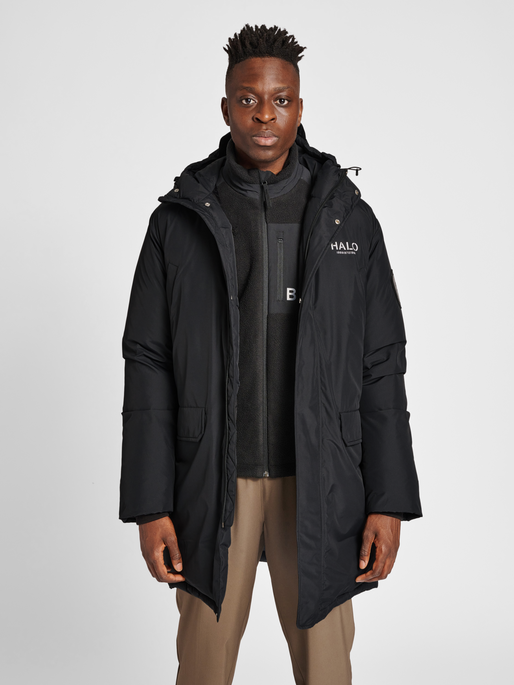 HALO DOWN COAT, BLACK, model