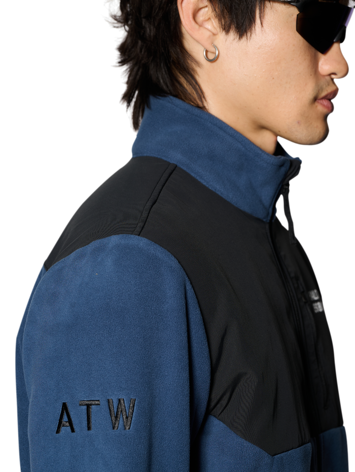 HALO BLOCKED ZIP FLEECE, SARGASSO SEA, model