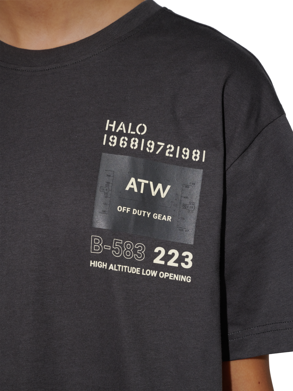 HALO B-583 T-SHIRT, RAVEN, model