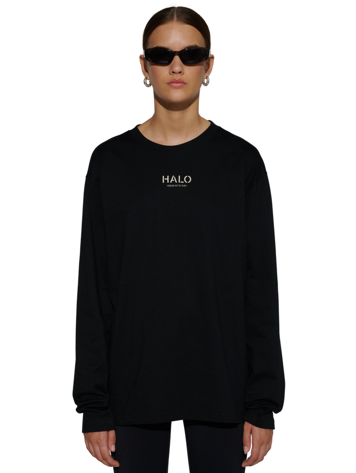 HALO GRAPHIC L/S T-SHIRT 01, BLACK, model
