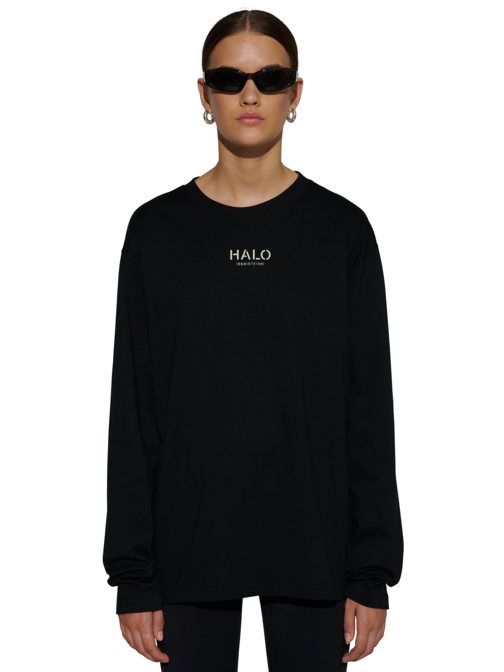 HALO GRAPHIC L/S T-SHIRT 01, BLACK, model