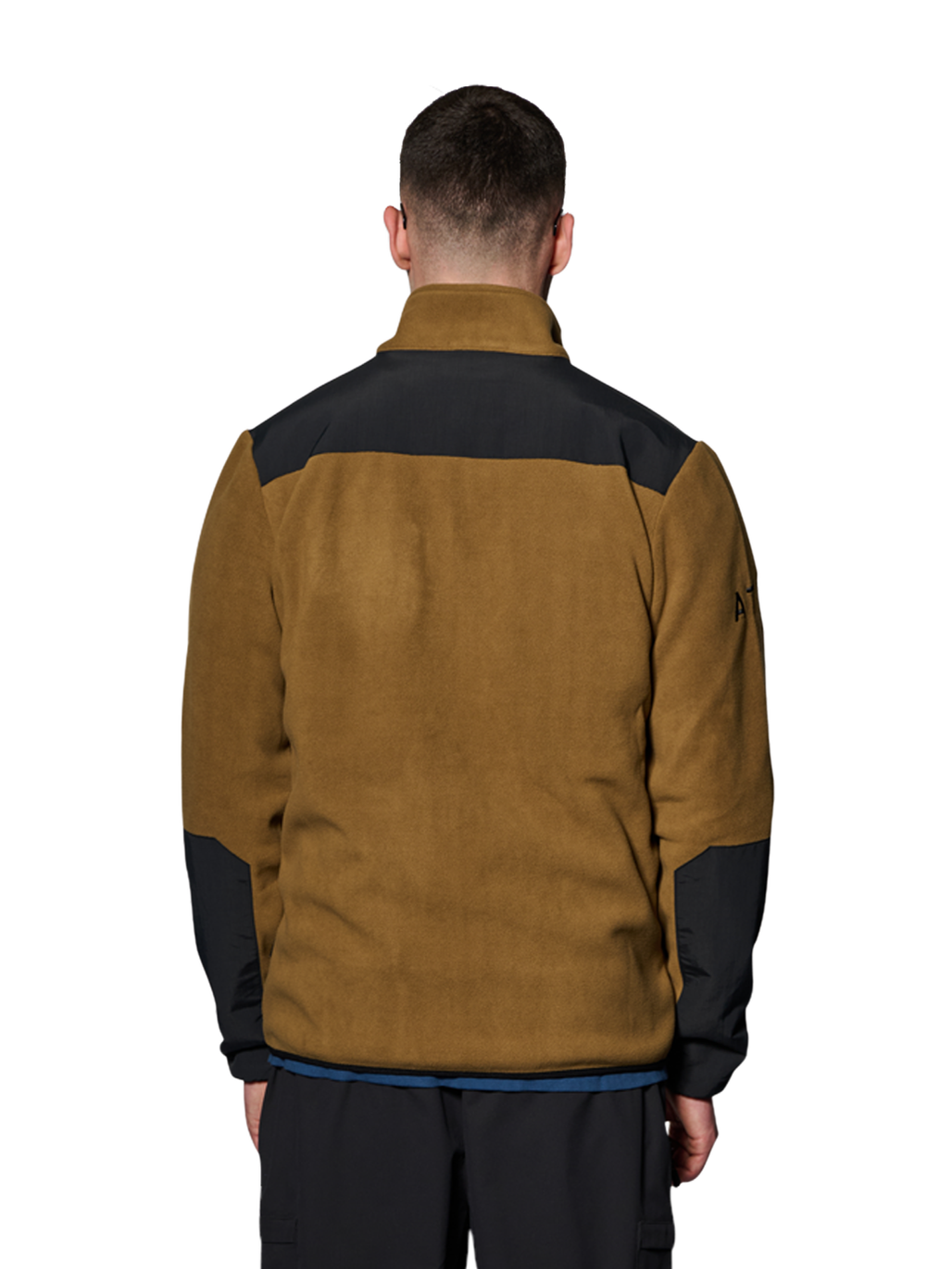 HALO BLOCKED ZIP FLEECE, KANGAROO, model