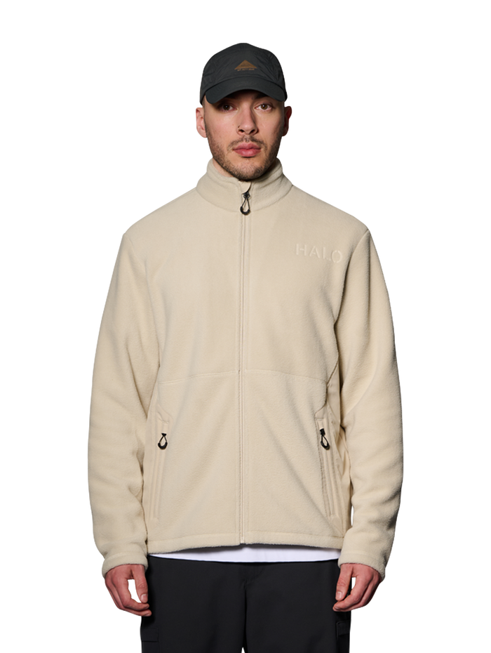 HALO ATW TEDDY FLEECE JACKET, OYSTER GRAY, model