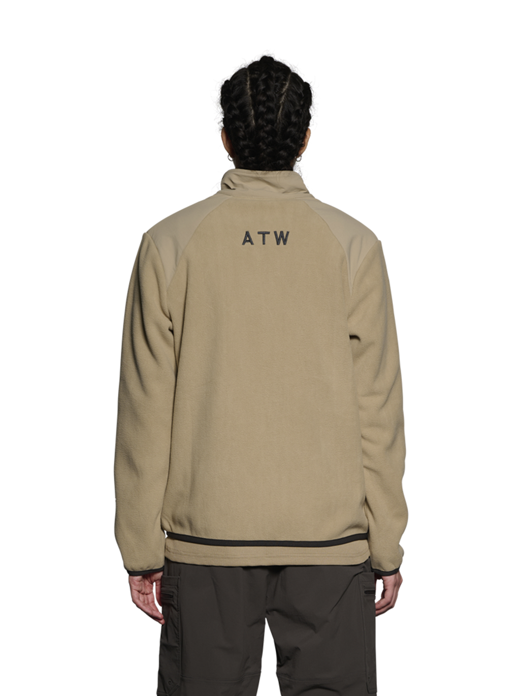 HALO PANELED FLEECE JACKET, CHINCHILLA, model