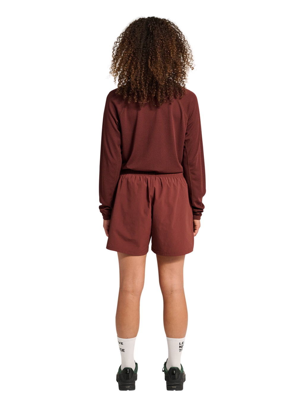 HALO SHORTS, BITTER CHOCOLATE, model