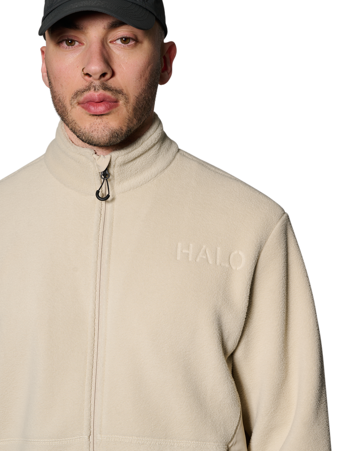 HALO ATW TEDDY FLEECE JACKET, OYSTER GRAY, model