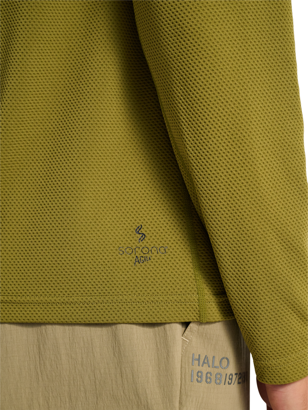 HALO SORONA HALF ZIP, OLIVE DRAB, model