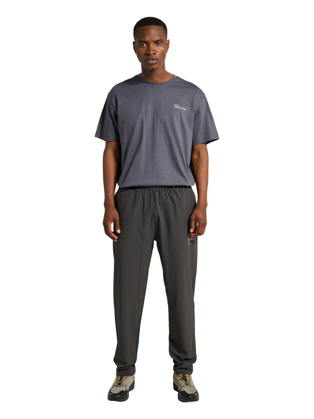 HALO TECH PANTS, ASPHALT, model