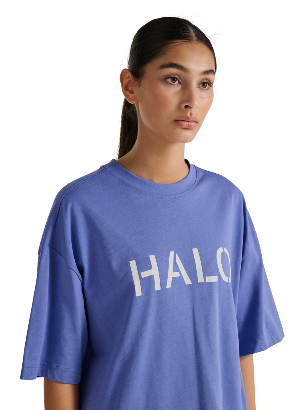 HALO UNIFORM BOXY T-SHIRT, BAJA BLUE, model