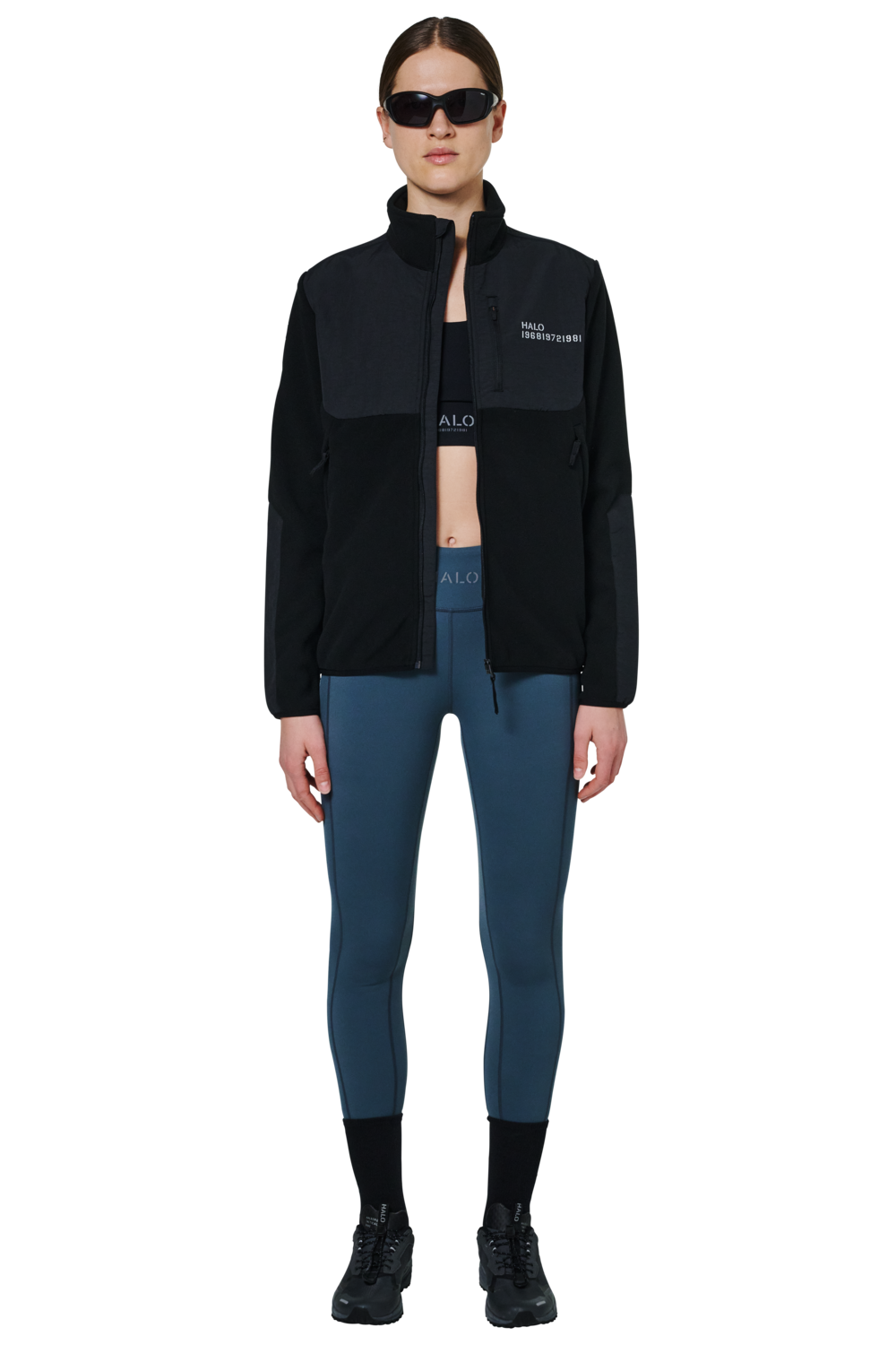 HALO BLOCKED ZIP FLEECE, BLACK, packshot