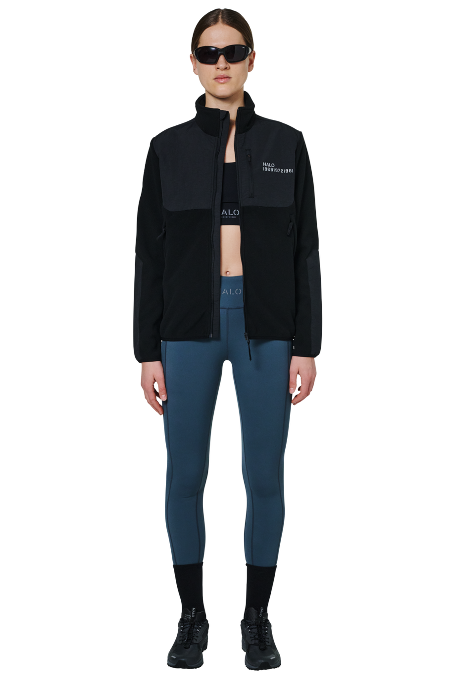 HALO BLOCKED ZIP FLEECE, BLACK, packshot