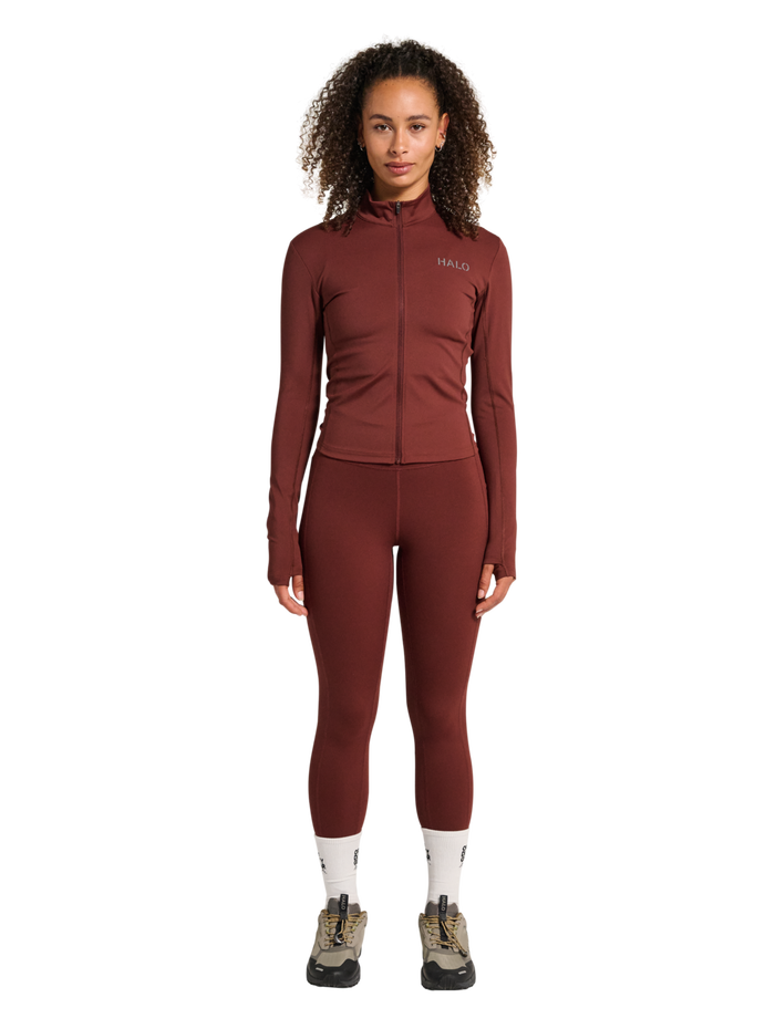 HALO WOMEN FULL ZIP 2.0, BITTER CHOCOLATE, model
