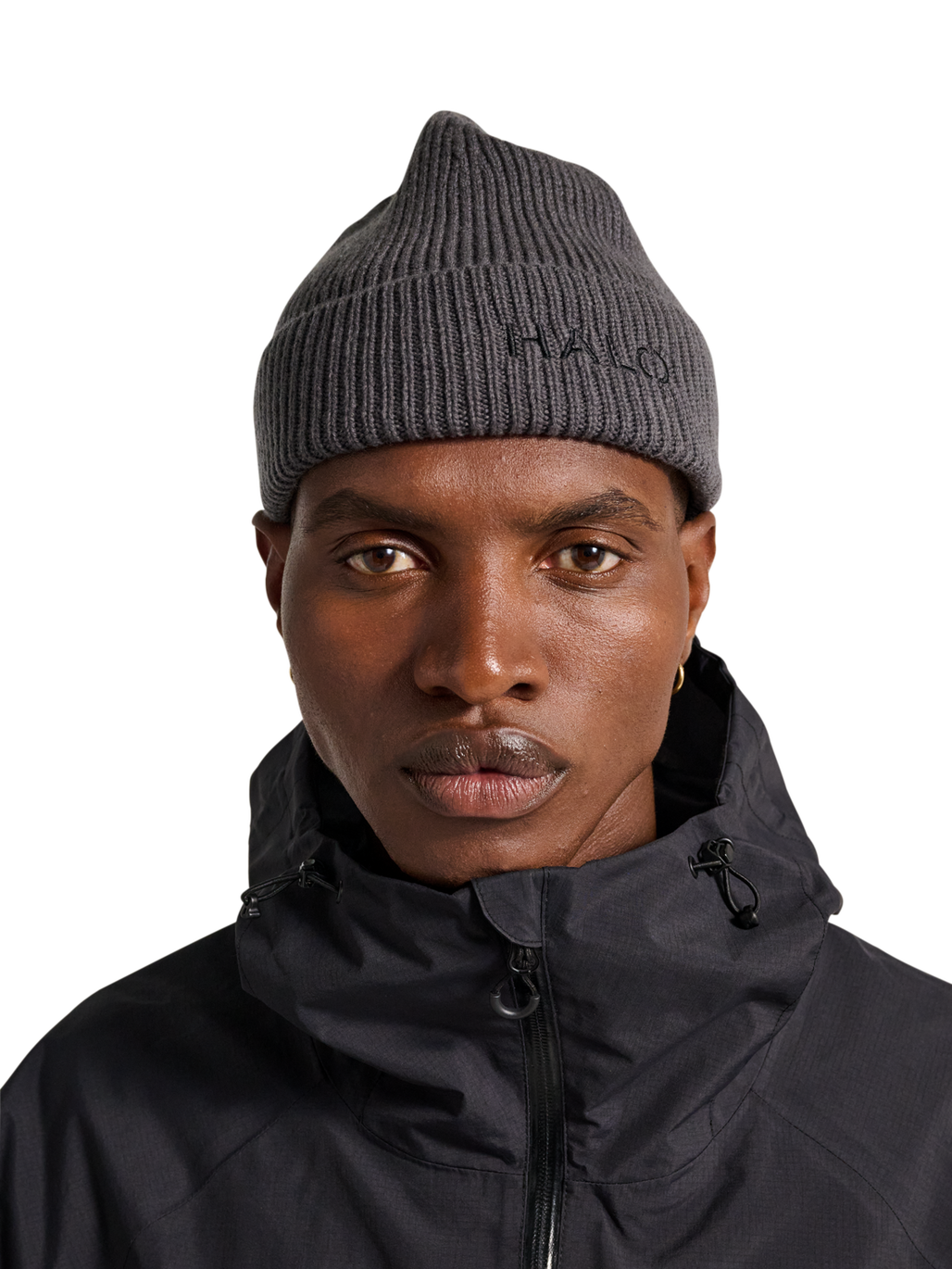 HALO  WOOL RIB BEANIE, ASPHALT, model