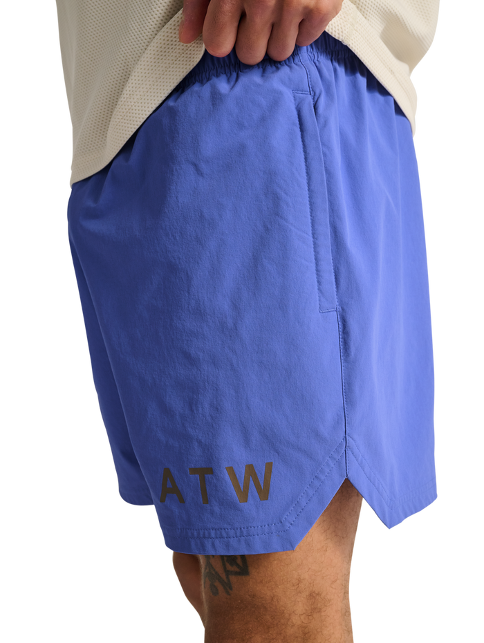 HALO SHORTS, BAJA BLUE, model