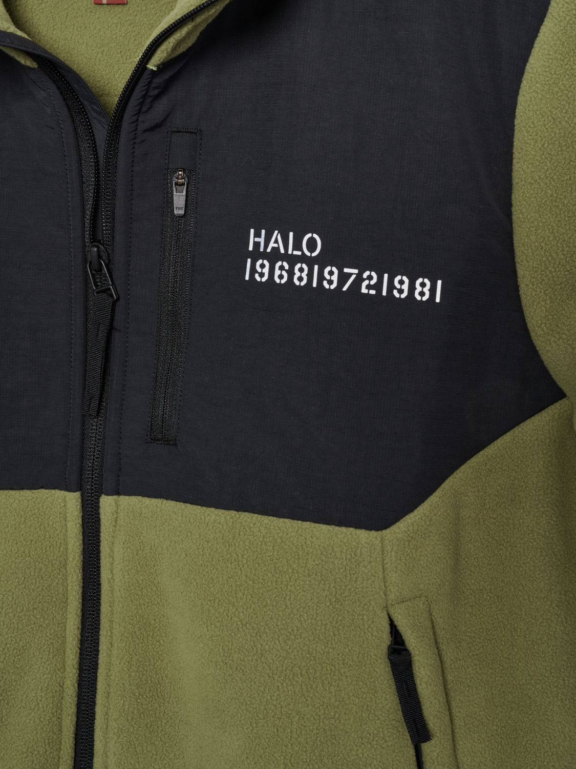 HALO BLOCKED ZIP FLEECE, OLIVE DRAB, packshot
