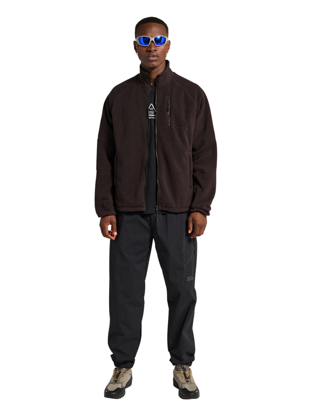 HALO WINDPROOF TEDDYFLEECE JACKET, CHOCOLATE TORTE, model