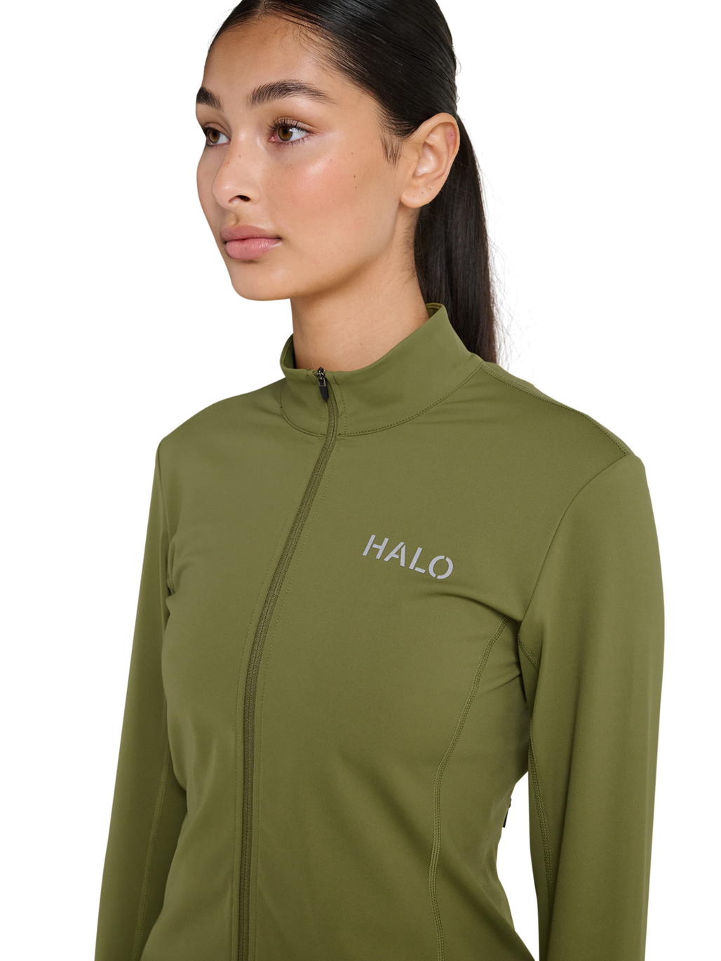 HALO WOMEN FULL ZIP 2.0, OLIVE DRAB, model
