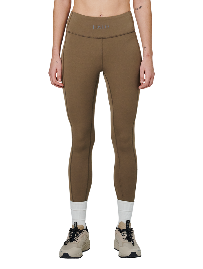 HALO WOMEN TRAINING TIGHTS, CHOCOLATE CHIP, model