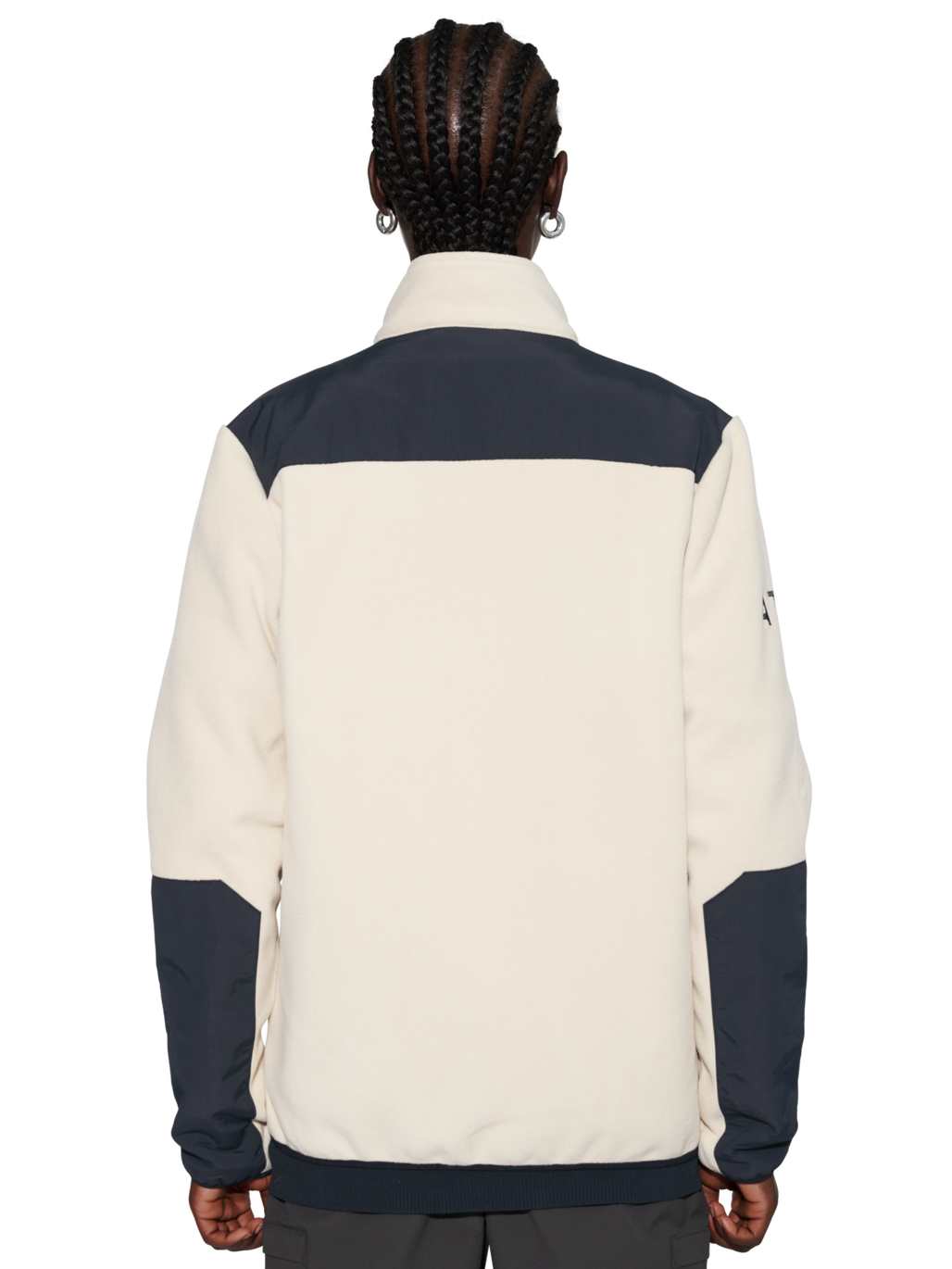 HALO BLOCKED ZIP FLEECE, OYSTER GRAY, model