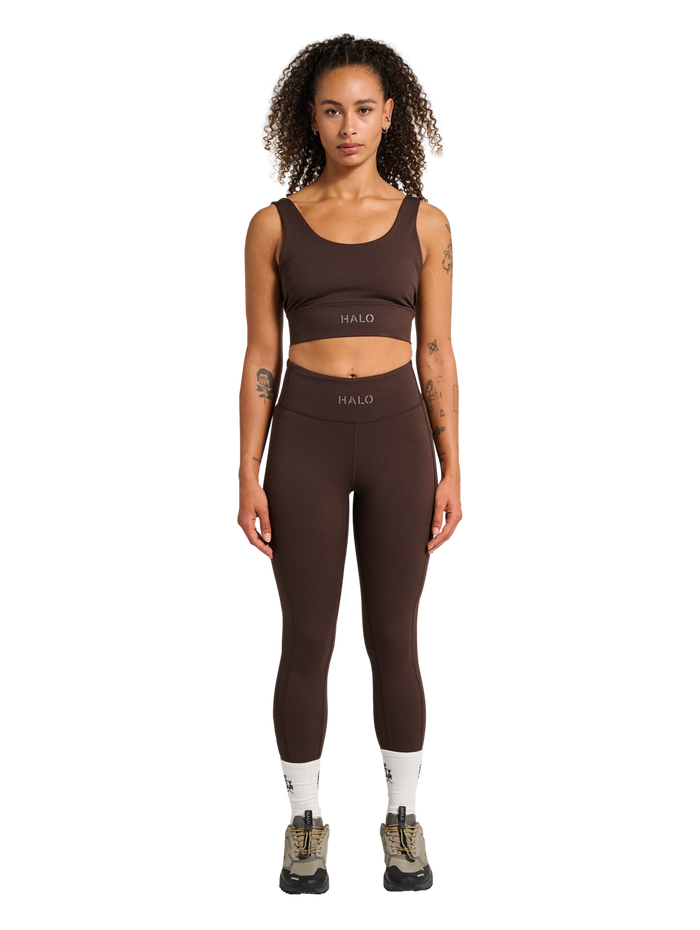 HALO WOMEN TRAINING TIGHTS, CHOCOLATE TORTE, model