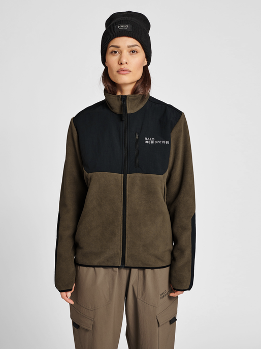 HALO BLOCKED ZIP FLEECE, MAJOR BROWN, model