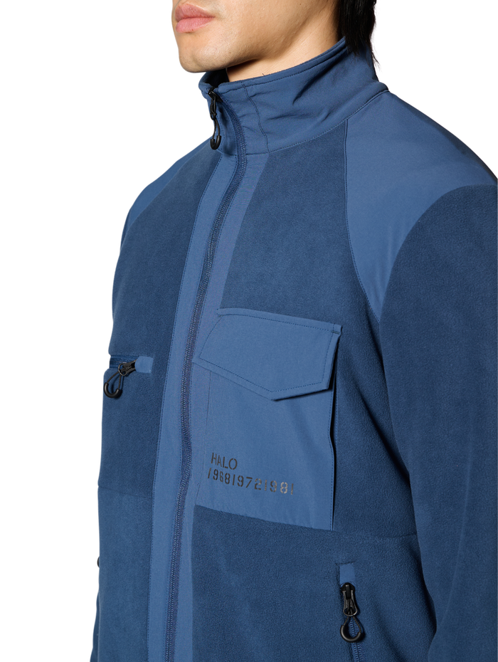 HALO PANELED FLEECE JACKET, SARGASSO SEA, model