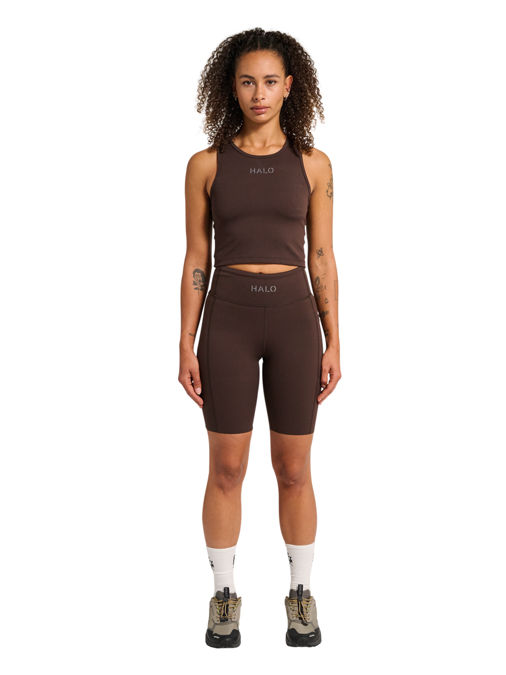 HALO WOMEN TRAINING TOP, CHOCOLATE TORTE, model
