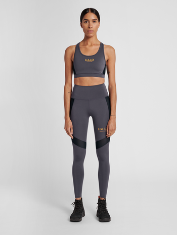 HALO WOMENS TRAINING BRATOP, BLACKENED PEARL, model