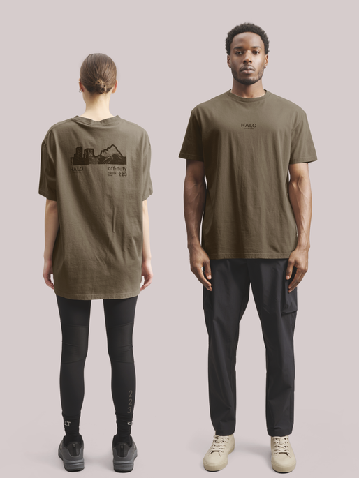 HALO OFF DUTY T-SHIRT, MOREL, model