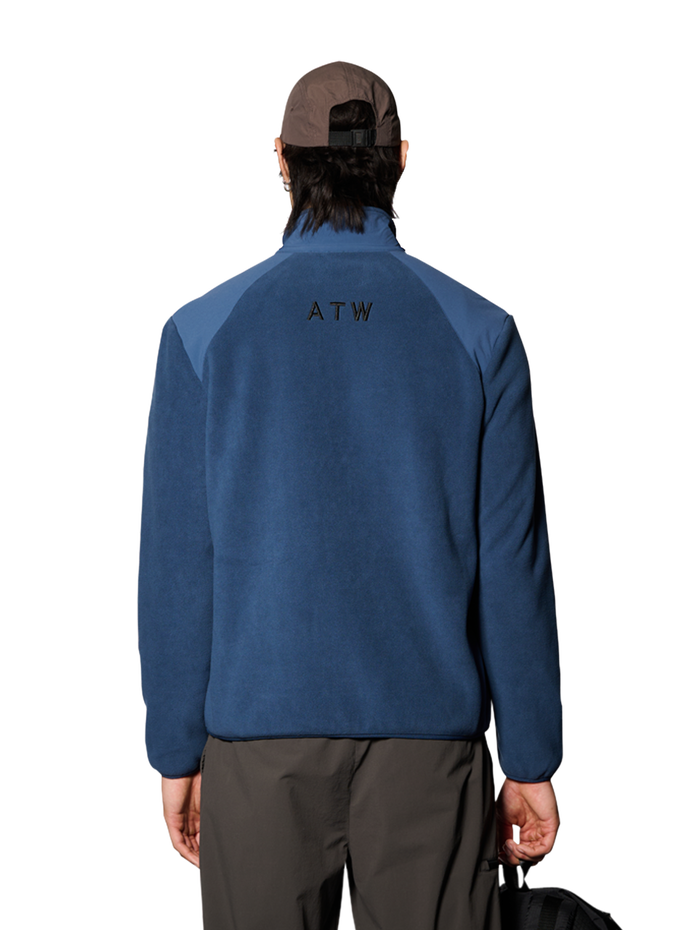 HALO PANELED FLEECE JACKET, SARGASSO SEA, model