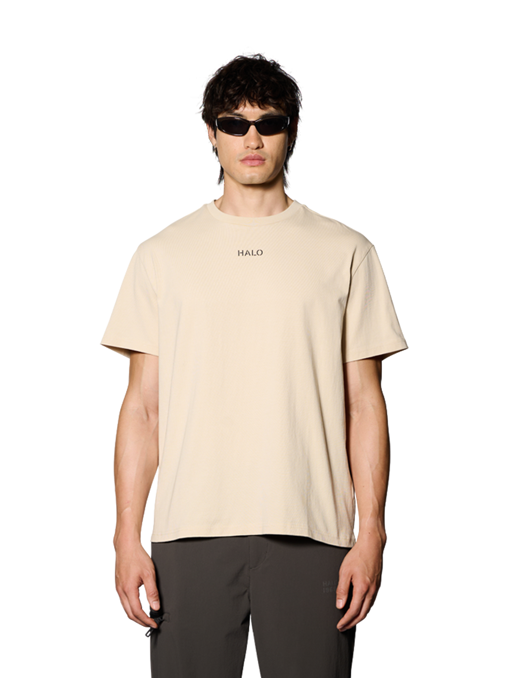 HALO DUTY T-SHIRT, OYSTER GRAY, model