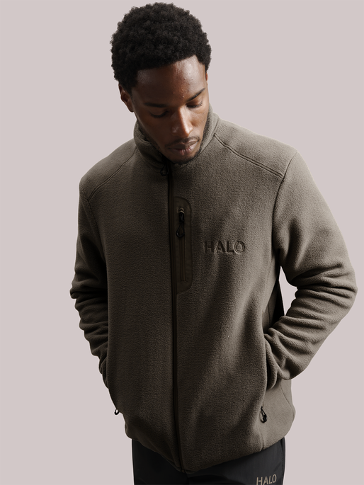 HALO TEDDY FLEECE JACKET, MOREL, model