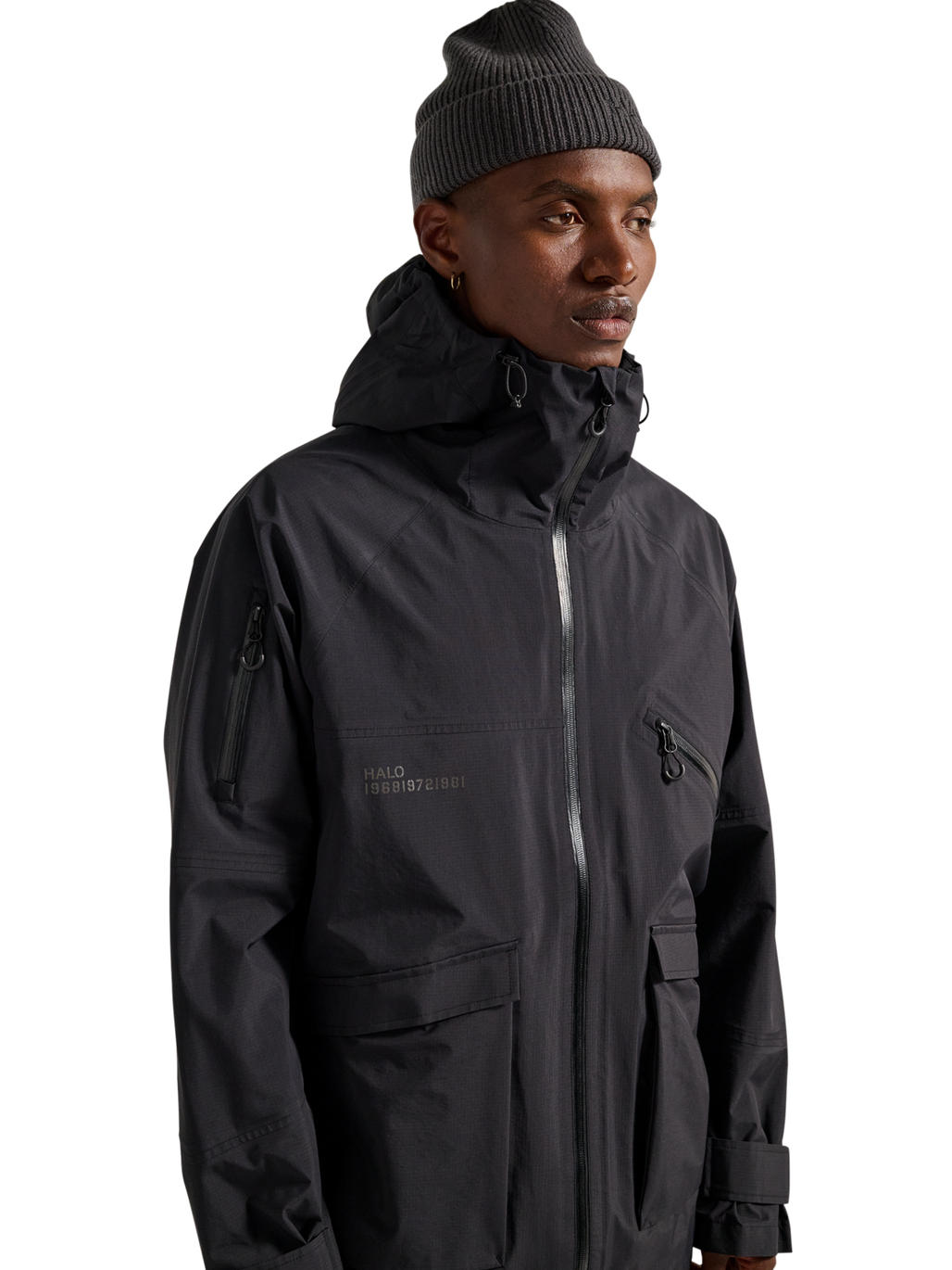 HALO GHOST SHELL JACKET, BLACK, model