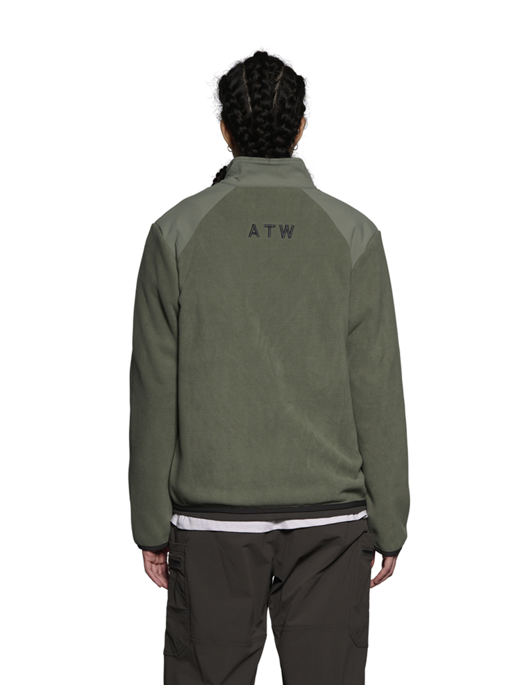 HALO PANELED FLEECE JACKET, AGAVE GREEN, model
