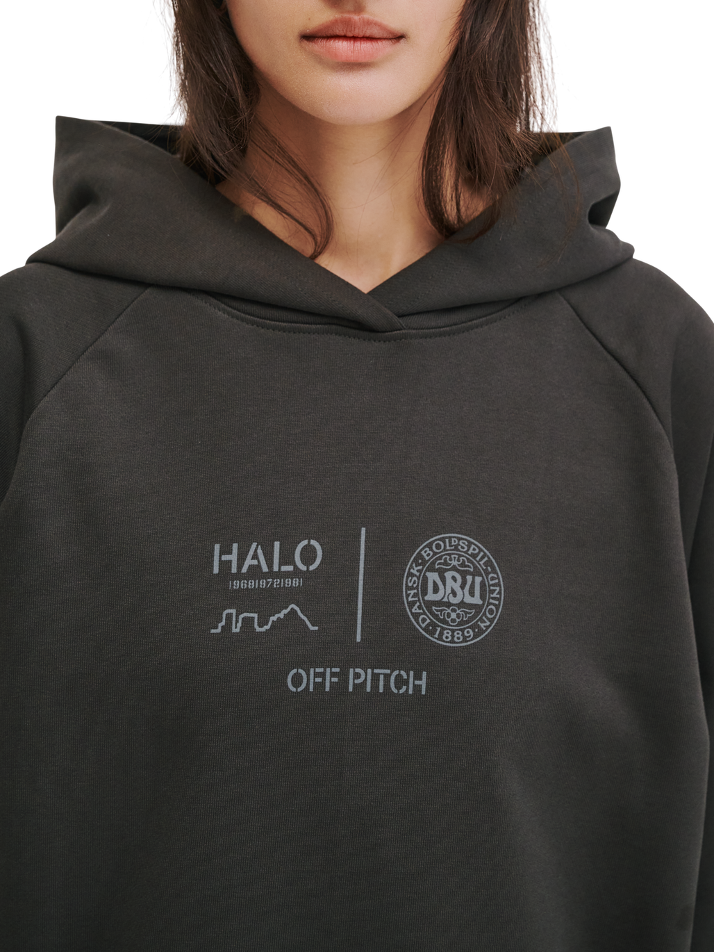 HALO DBU GRAPHIC HOODIE, RAVEN, model