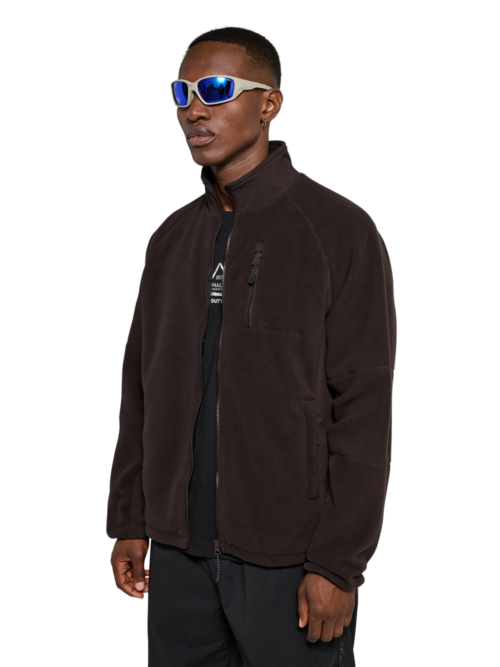 HALO WINDPROOF TEDDYFLEECE JACKET, CHOCOLATE TORTE, model