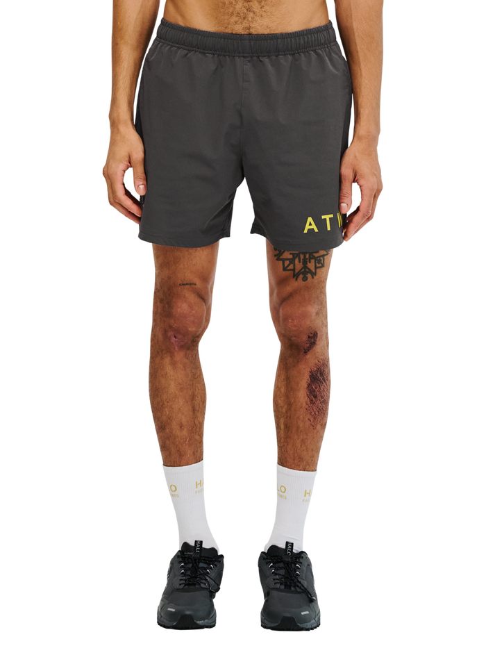 HALO SHORTS, RAVEN/WARM OLIVE, model