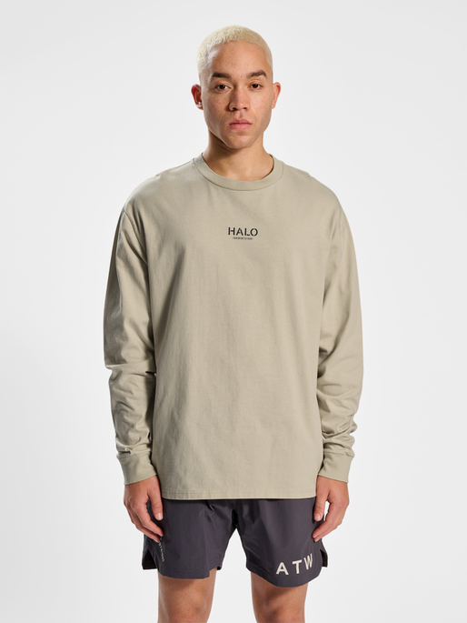 HALO HEAVY GRAPHIC T-SHIRT L/S, OYSTER GRAY, model