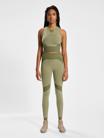 HALO WOMENS SEAMLESS TOP, ALFALFA, model