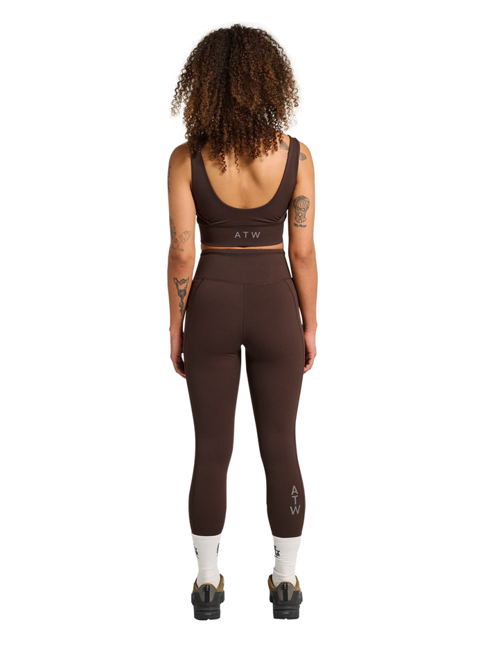 HALO WOMEN TRAINING TIGHTS, CHOCOLATE TORTE, model