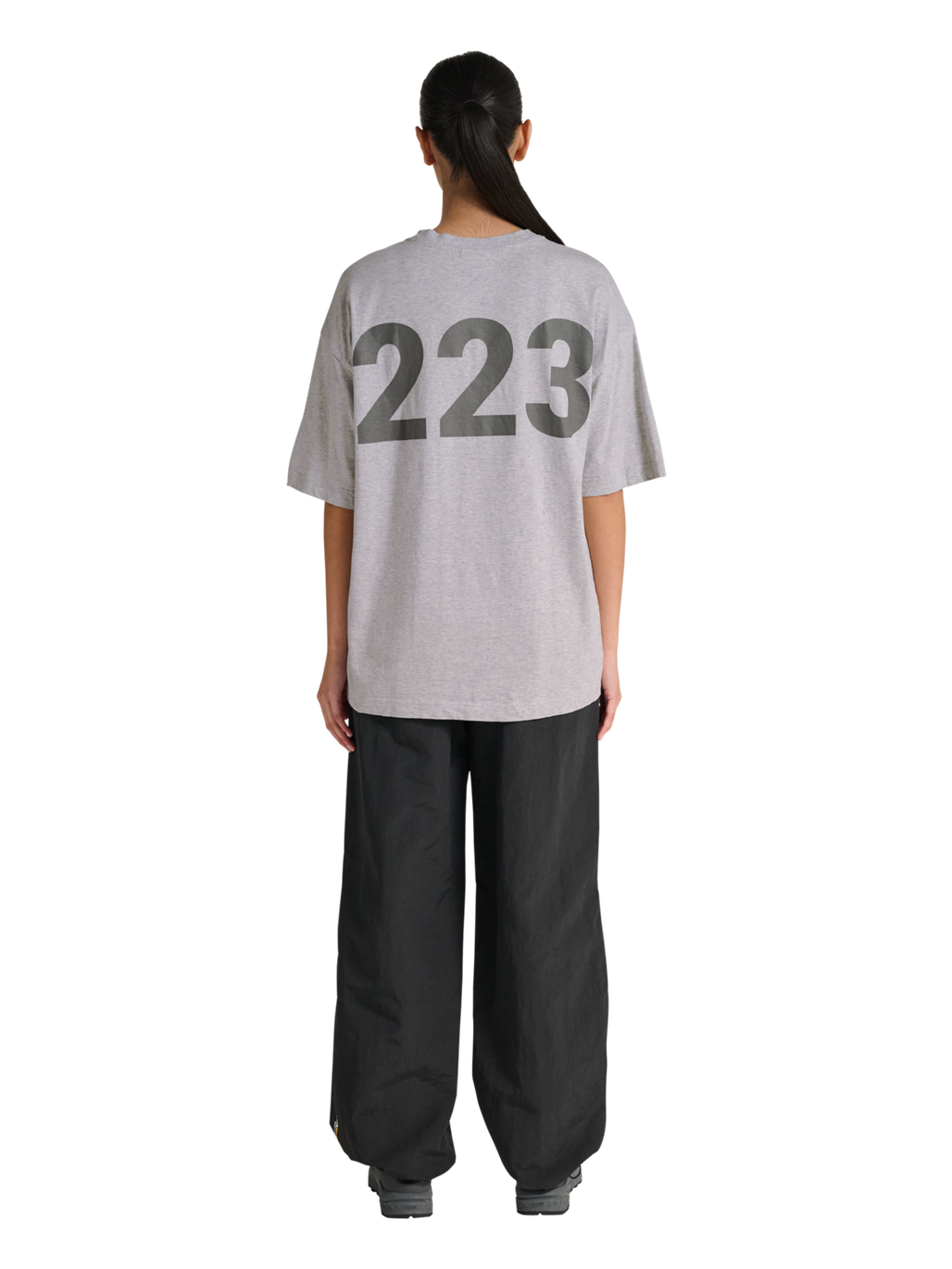 HALO GRAPHIC BOXY T-SHIRT, LIGHT GREY MELANGE, model