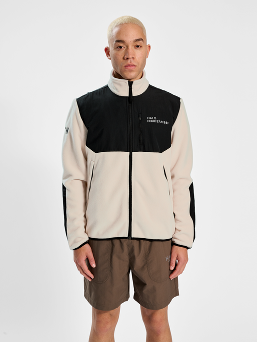 HALO BLOCKED ZIP FLEECE, OYSTER GRAY, model