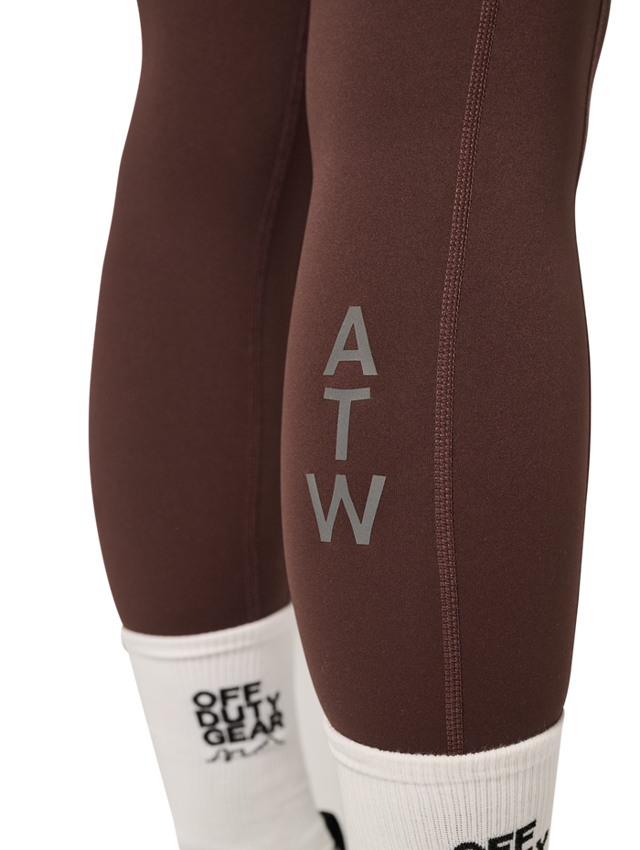 HALO WOMEN TRAINING TIGHTS, BITTER CHOCOLATE, model