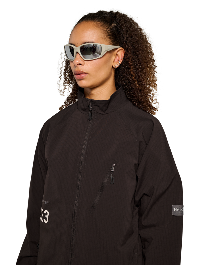 HALO STEEL JACKET, CHOCOLATE TORTE, model