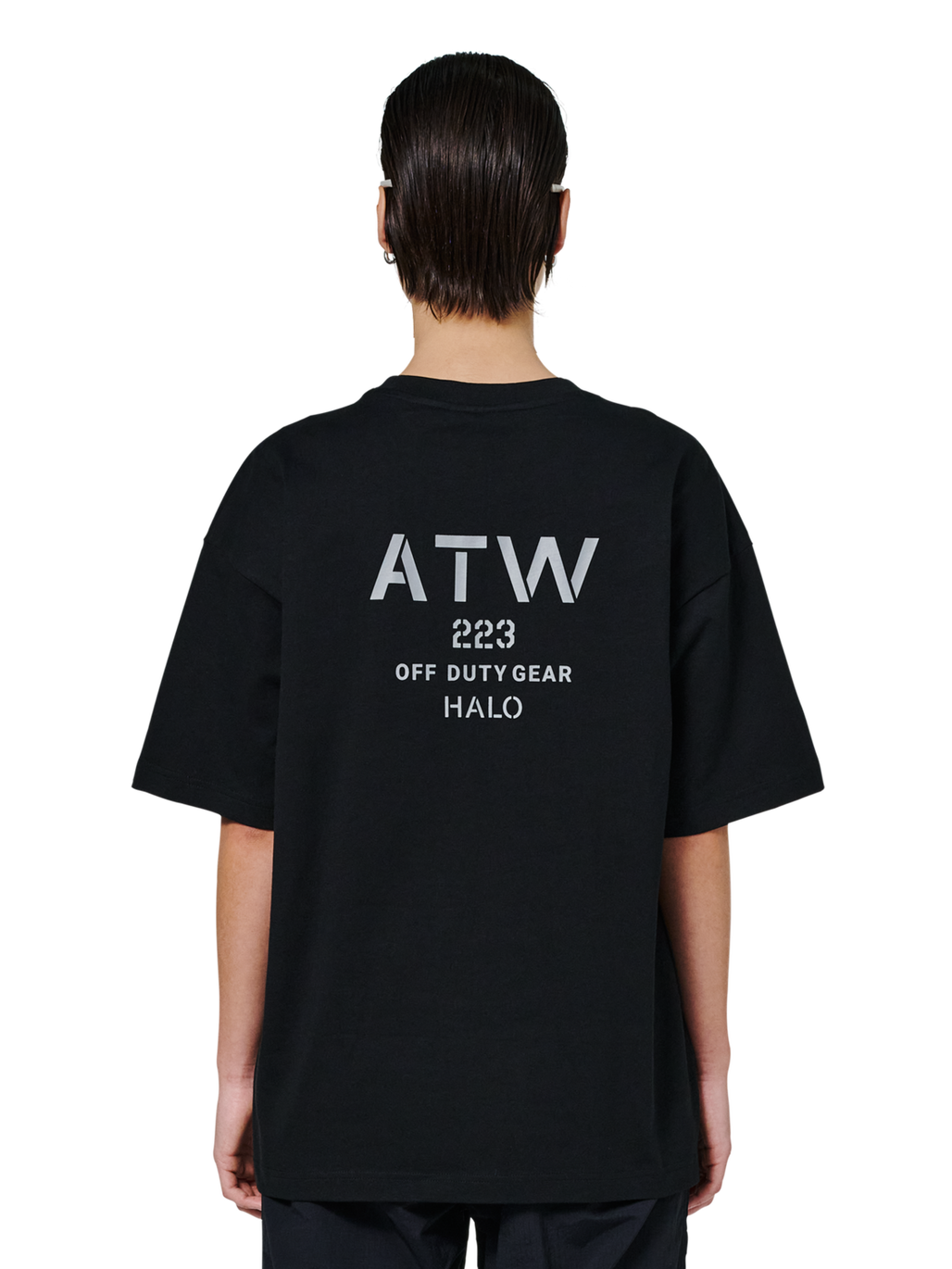 HALO GRAPHIC BOXY T-SHIRT, BLACK/GRIFFIN/GRIFFIN, model