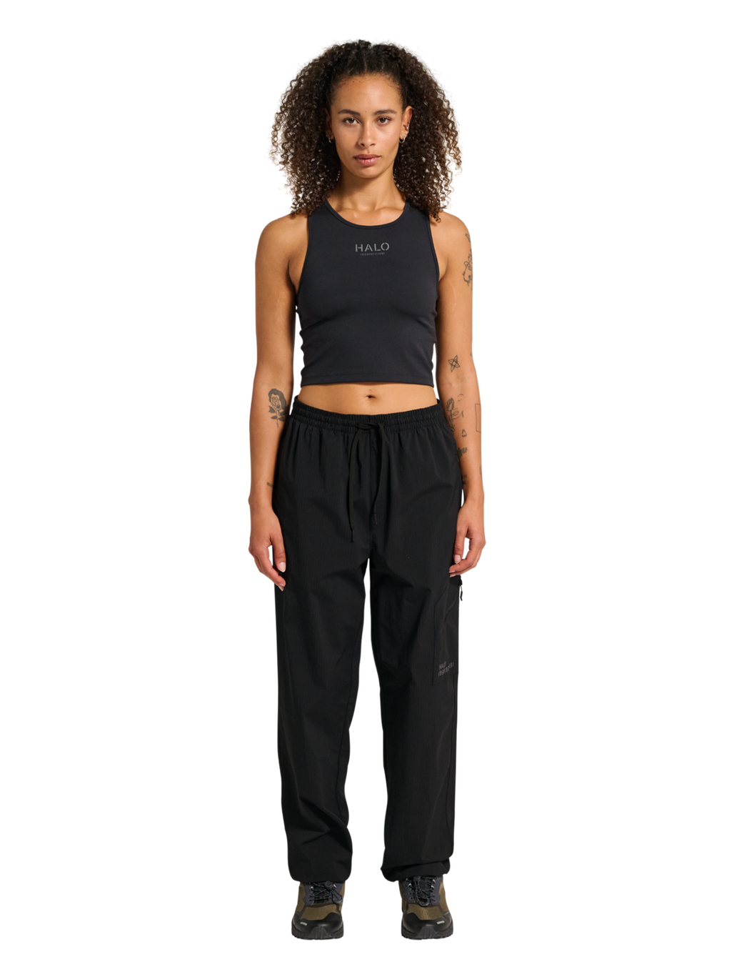 HALO STEEL RELAXED PANTS, BLACK, model