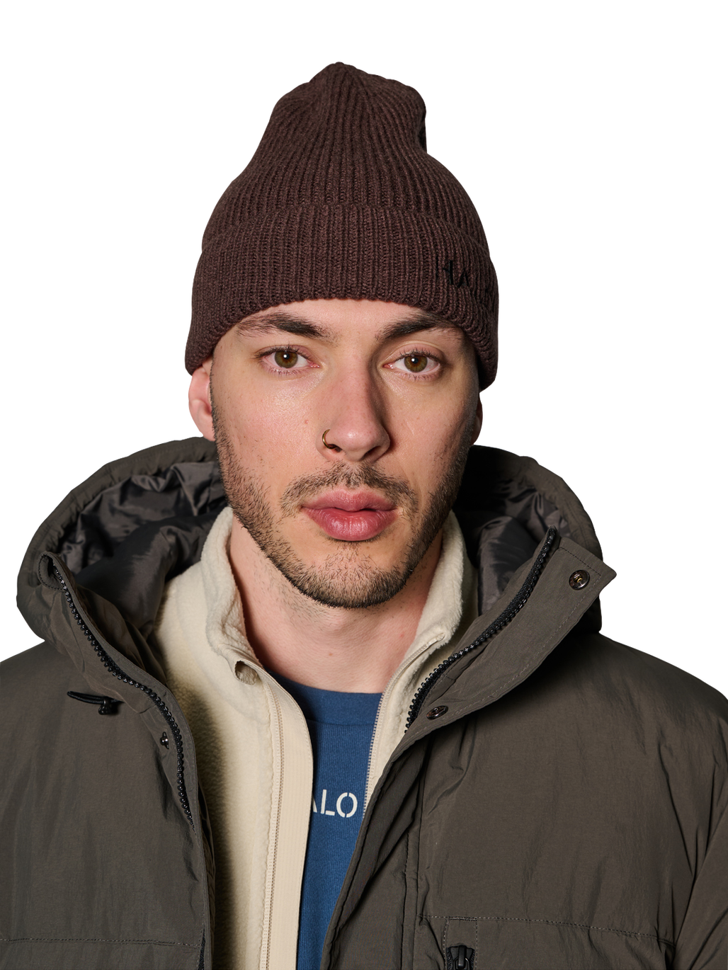 HALO WOOL MIX BEANIE, BRACKEN, model