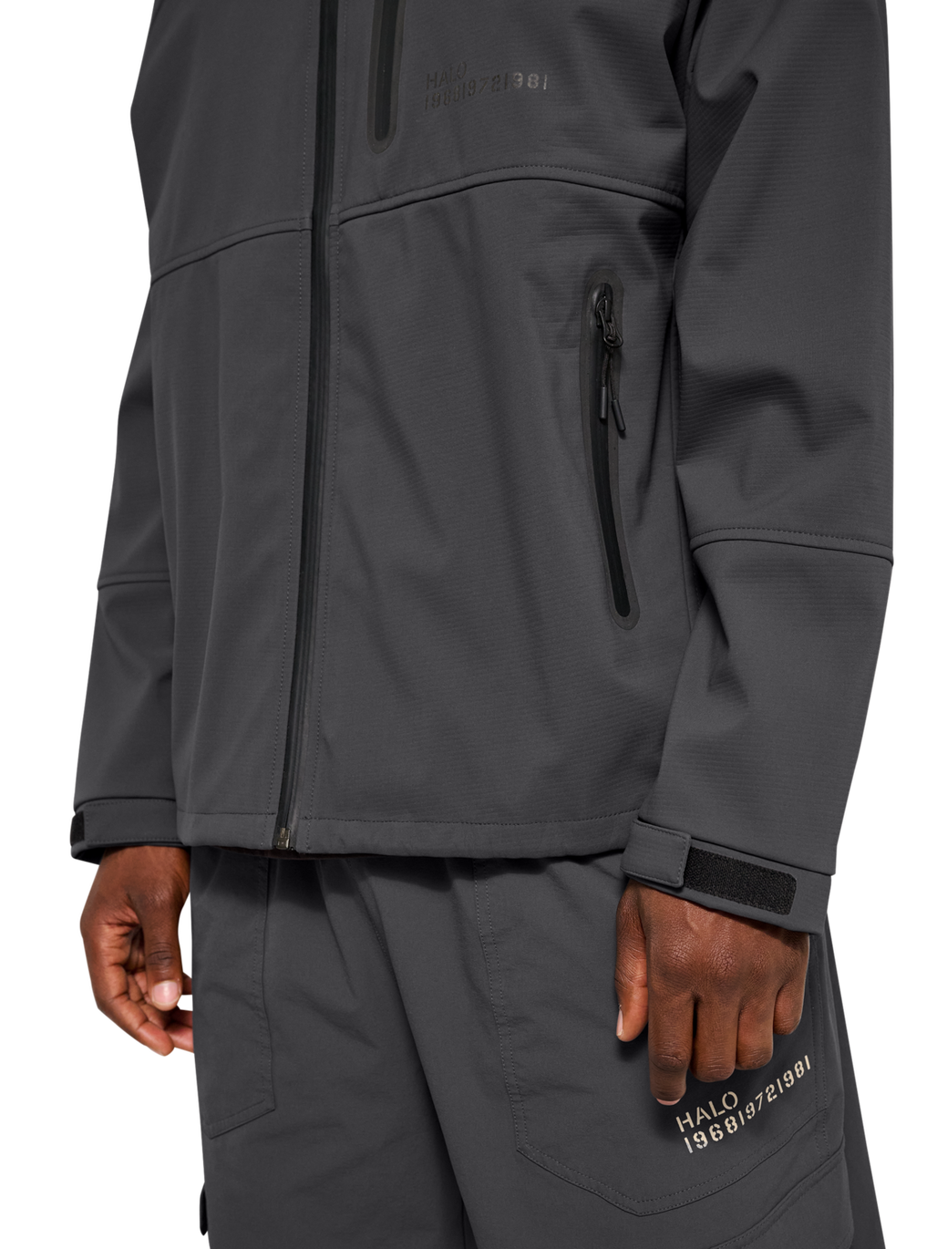 HALO ELITE SOFTSHELL JACKET, ASPHALT, model