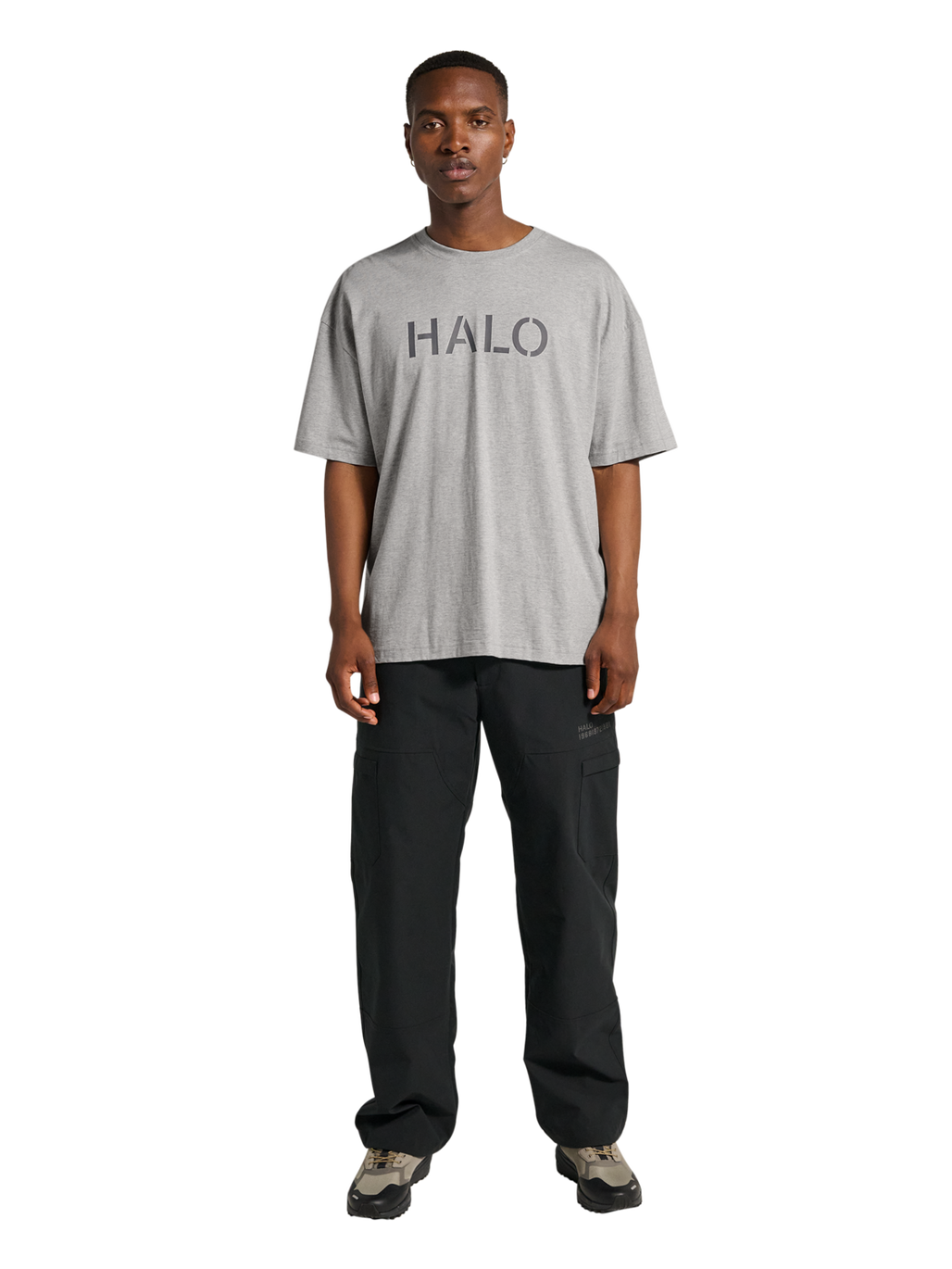HALO UNIFORM BOXY T-SHIRT, LIGHT GREY MELANGE, model
