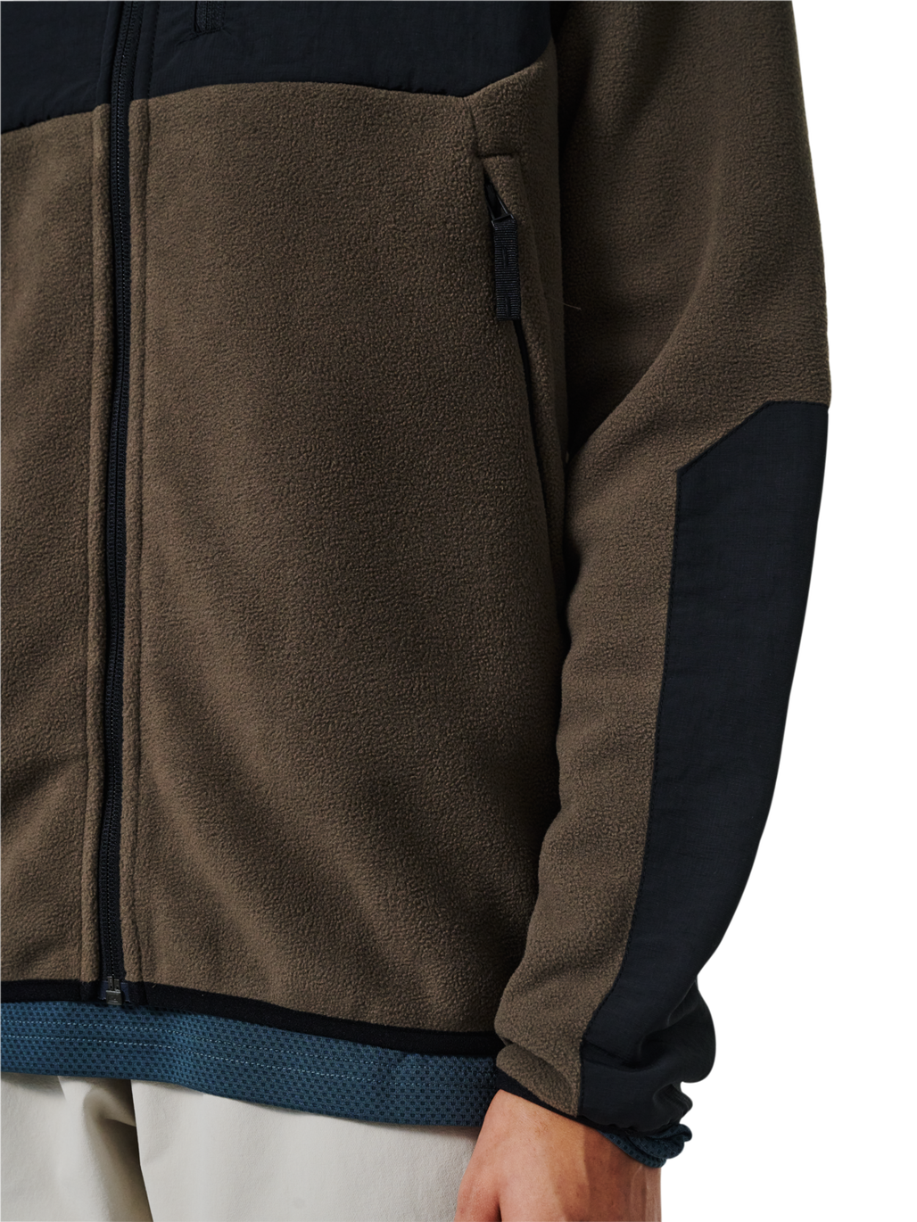 HALO BLOCKED ZIP FLEECE, MAJOR BROWN, model